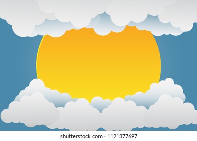 beautiful sunsets over the clouds.paper art.vector illustration
