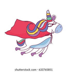 beautiful super hero unicorn flying