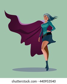 Beautiful Superwoman In A Pride Pose Suit. Vector Illustration