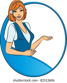 Beautiful Support phone operator. Vector