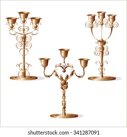 Beautiful supports for Christmas candles. Vector graphics.