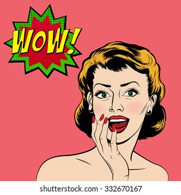 Beautiful Surprised Woman Pop Art Comics Stock Vector (Royalty Free ...