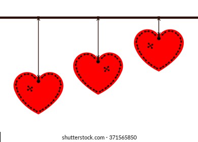 The beautiful suspended hearts vector background