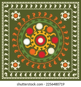 Beautiful suzani pattern - designed for pillows and for other home interior things. Traditional textile products in Uzbekistan. 	