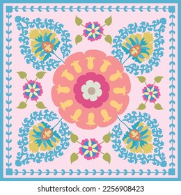 Beautiful suzani pattern - designed for pillows and for other home interior things. Traditional textile products in Uzbekistan. 	