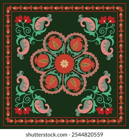 Beautiful suzani pattern - designed for pillows and for other home interior things. Traditional textile products in Uzbekistan. 	