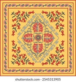 Beautiful suzani pattern - designed for pillows and for other home interior things. Traditional textile products in Uzbekistan. 	