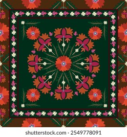 Beautiful suzani pattern - designed for pillows and for other home interior things. Traditional textile products in Uzbekistan. 	