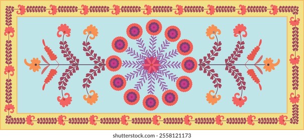 Beautiful suzani pattern - designed for pillows and for other home interior things. Traditional textile products in Uzbekistan. 	