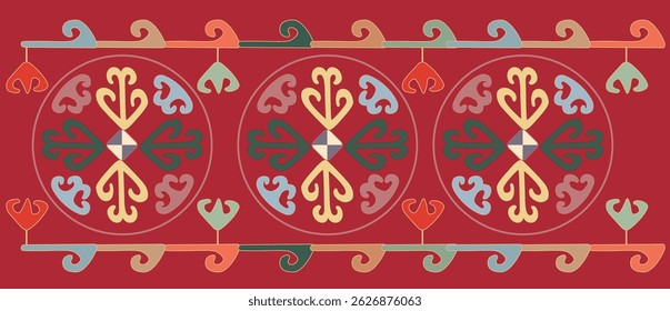 Bonito padrão suzani - projetado para travesseiros e para outras coisas interiores de casa. Produtos têxteis tradicionais em Uzbequistão