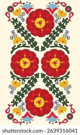 Beautiful suzani pattern - designed for pillows and for other home interior things. Traditional textile products in Uzbekistan