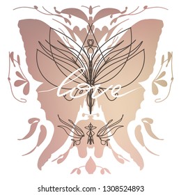 Beautiful Swallowtail boho t-shirt design. Mystical esoteric symbol of freedom, travel, tourism - Vector