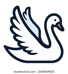 beautiful swan animal flat color vector illustration template design