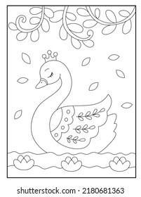 Beautiful Swan coloring pages for kids