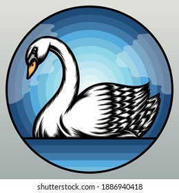 Beautiful swan illustration. Premium vector