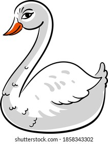 Beautiful swan, illustration, vector on white background
