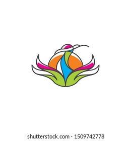 beautiful swan line logo icon vector