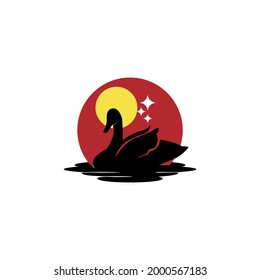 Beautiful Swan, under the moonlight logo design