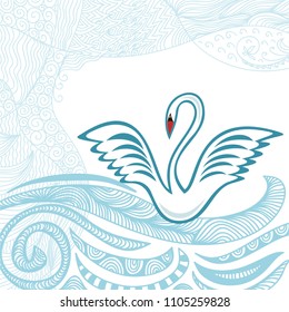 Beautiful swan. Vector illustration