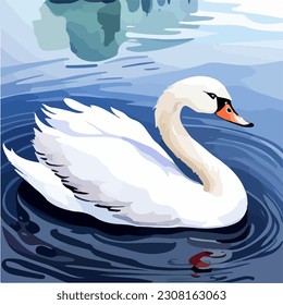 Hermoso cisne, pintura de tinte acuarela, vector EPS 10 ilustración