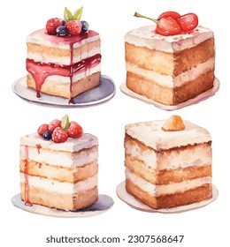 beautiful sweet dessert watercolour set