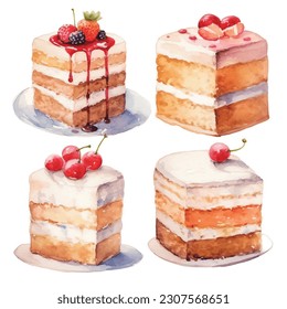 beautiful sweet dessert watercolour set