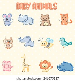 Beautiful and sweet illustration of animals puppies