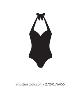 Beautiful Swimsuit silhouette vector flat illustration