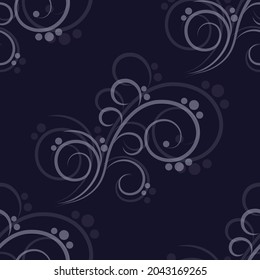 beautiful swirls vector seamless pattern blue background