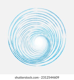 Beautiful swirly background vector with space for text. Beautiful volute fluid surface, bright turquoise color with a luminous white center in the center of a modern funnel