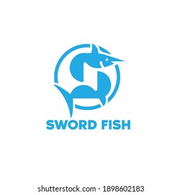 Beautiful sword fish logo design vector