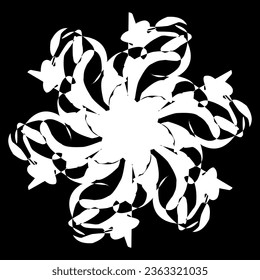 schönes Symbol auf schwarzem Hintergrund. weiße Blume.