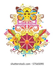 Beautiful symmetric composition with patterns and wings