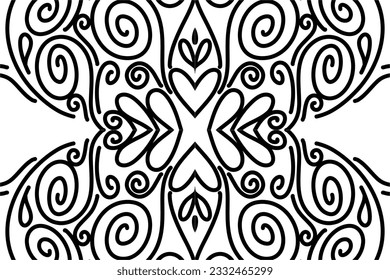 Beautiful symmetrical abstract batik line art pattern for background wallpaper textile or fashion 