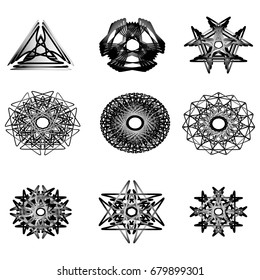 Beautiful and symmetrical geometric pattern, fractal, pentagram icon