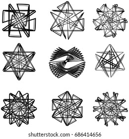 Beautiful and symmetrical geometric pattern, fractal, pentagram icon