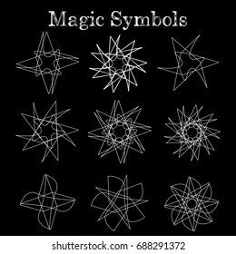 Beautiful and symmetrical geometric pattern, fractal, pentagram icon