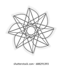 Beautiful and symmetrical geometric pattern, fractal, pentagram icon