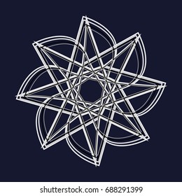 Beautiful and symmetrical geometric pattern, fractal, pentagram icon