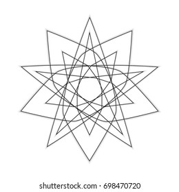 Beautiful and symmetrical geometric pattern, fractal, pentagram icon