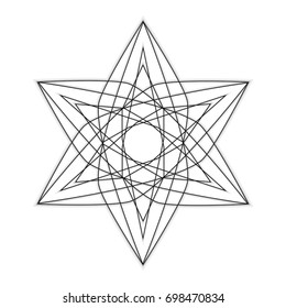 Beautiful and symmetrical geometric pattern, fractal, pentagram icon