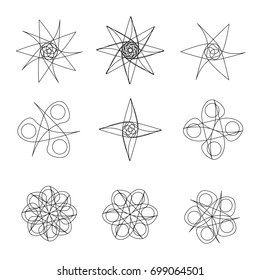 Beautiful and symmetrical geometric pattern, fractal, pentagram icon