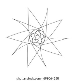 Beautiful and symmetrical geometric pattern, fractal, pentagram icon