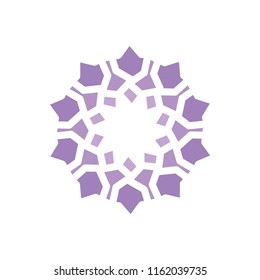 Beautiful symmetrical mandala. Colour gradient - purple. Isolated on a white background.  Vector illustration - eps 10