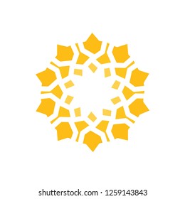 Beautiful symmetrical mandala. Colour gradient - orange. Isolated on a white background.  Vector illustration - eps 10