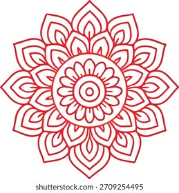 A beautiful, symmetrical mandala featuring layered floral petals in warm golden and brown tones on a white background.
