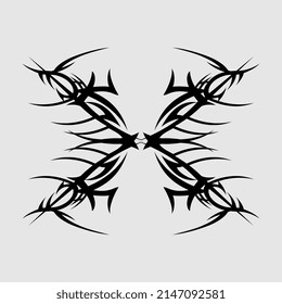 Beautiful symmetrical beautiful symmetrical scary gothic tribal tattoo pattern vector for muscular man body decoration