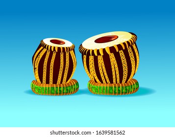 Beautiful tabla vector illustration colorful indian style music instrument 