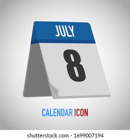 Bonito calendario estilo mesa. Fecha, día, mes. Fondo de ilustración vectorial para recordatorio, aplicación, UI, evento, vacaciones, documento de oficina, icono, logotipo. objeto plano aislado y símbolo. colección anual