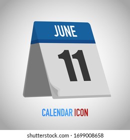 Bonito calendario estilo mesa. Fecha, día, mes. Fondo de ilustración vectorial para recordatorio, aplicación, UI, evento, vacaciones, documento de oficina, icono, logotipo. objeto plano aislado y símbolo. colección anual